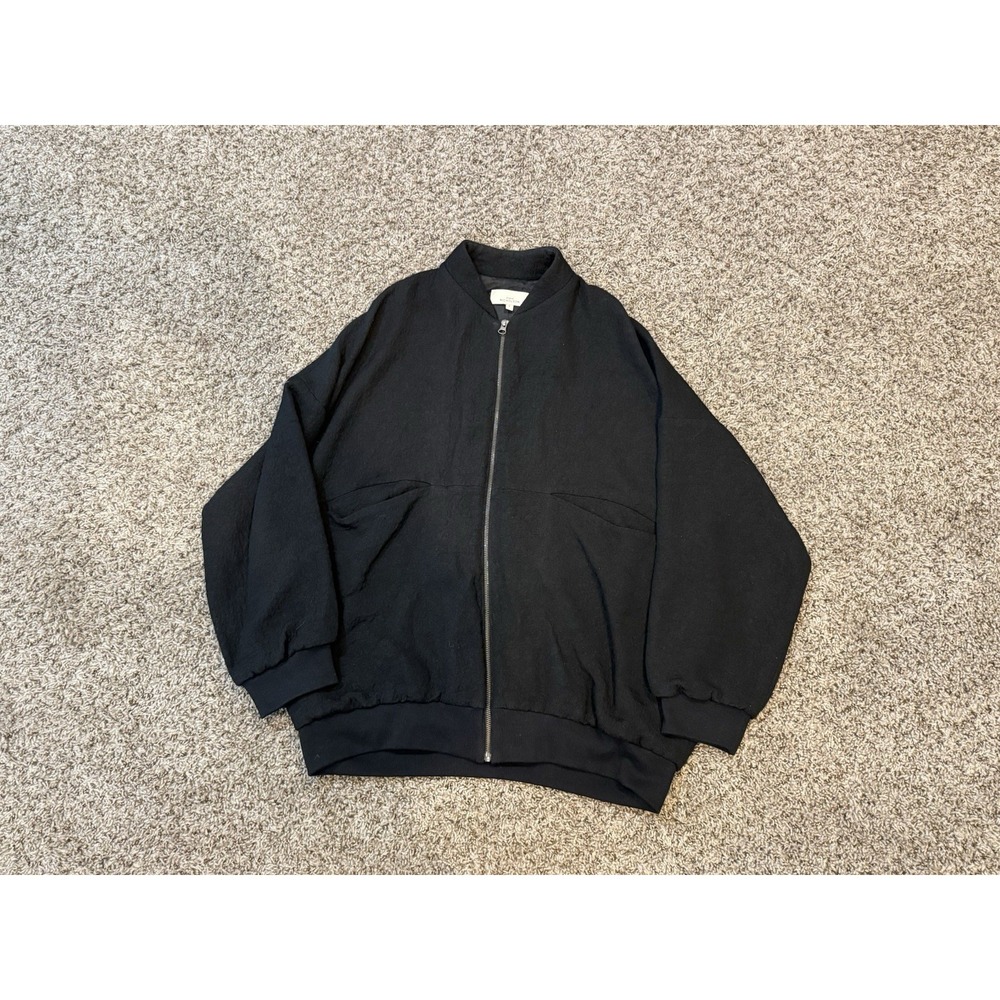 Studio Nicholson Black Zip Jacket Oversized Women's Textured Front Pocket